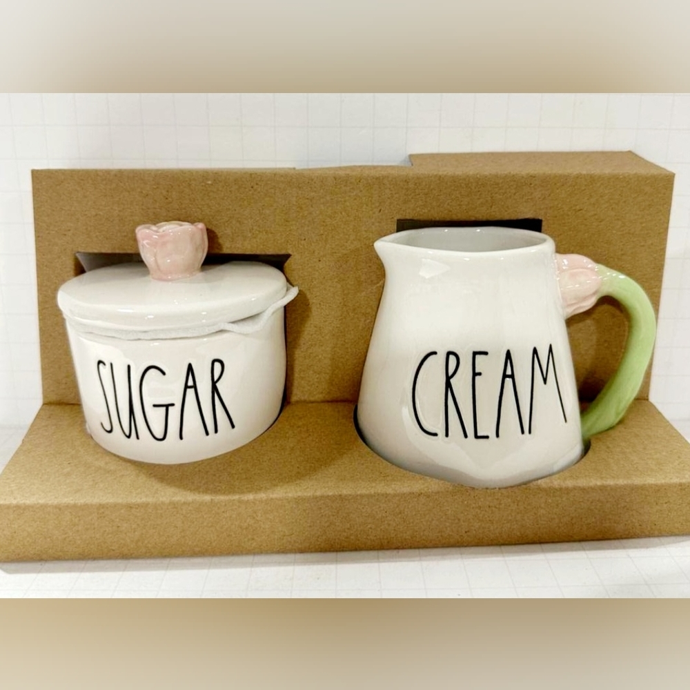 Rae Dunn Magenta Cream and Sugar Boxed Set